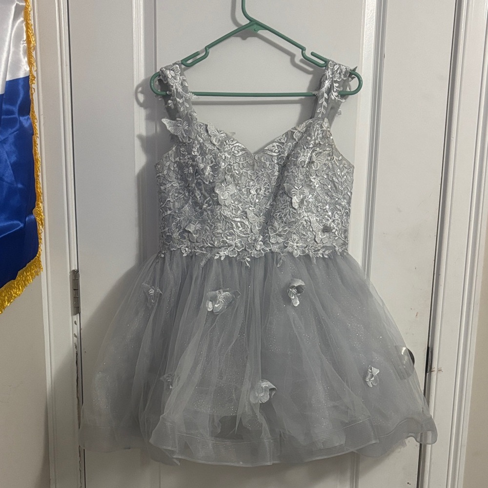 Elegant Silver Floral Dress